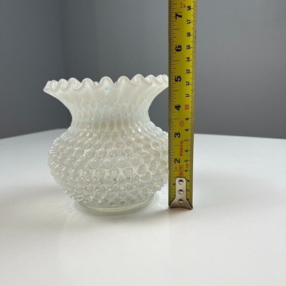 Vtg Fenton hobnail opalescent glass candy trinket dish, vase, parfum bottle set - Picture 16 of 16